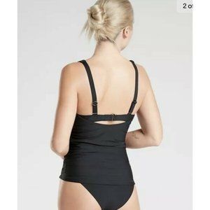 Athleta Square Neck Bra Tankini Top Black Size 34B/C Removable Pads Women’s